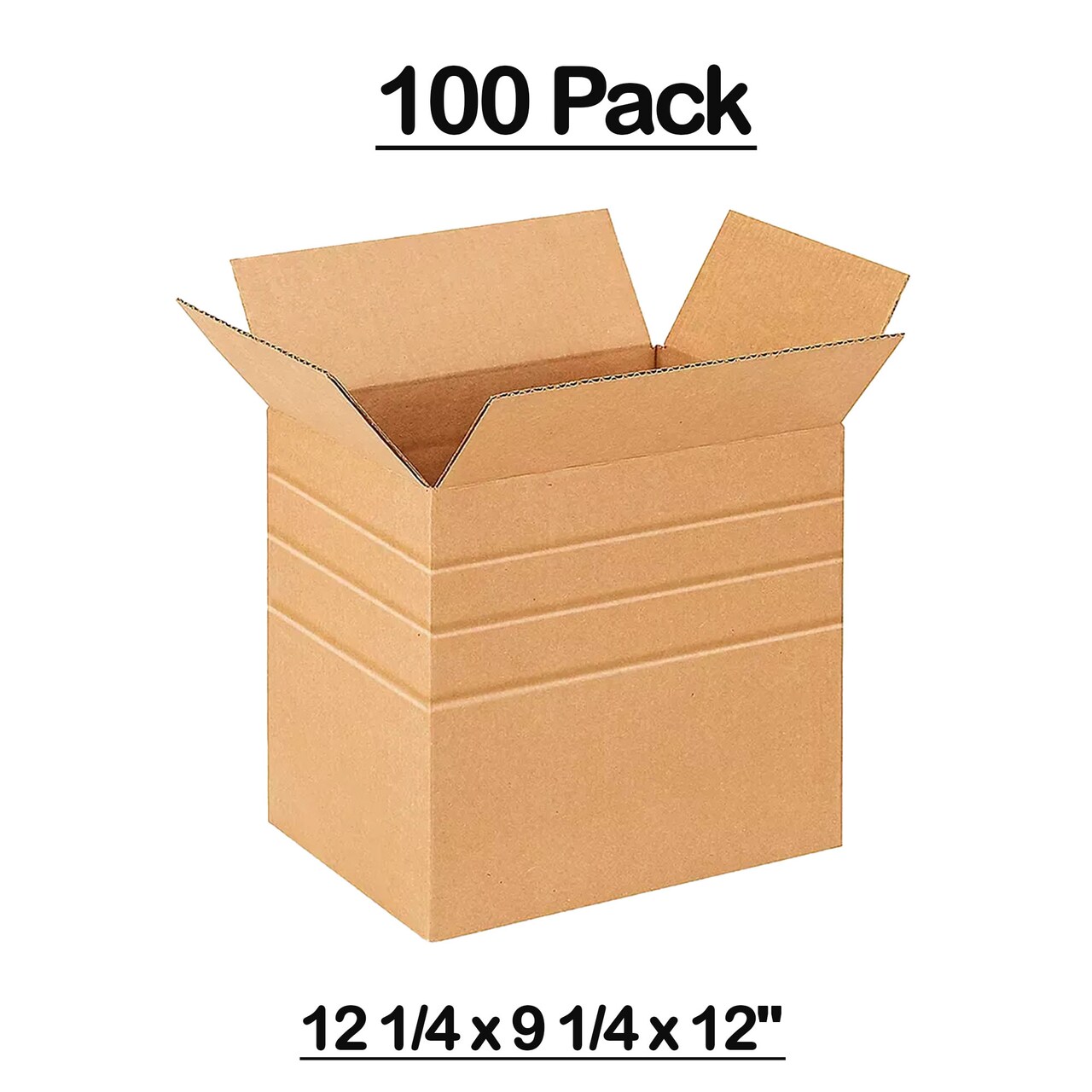 100 Pack Durable Multi Depth Corrugated Packaging Cartons for Moving and Shipping 12 1⁄4 x 9 1⁄4 x 12 Inch